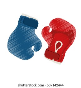 boxing gloves icon over white background. sport equipment concept. colorful and sketch design. vector illustration