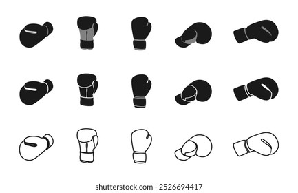 boxing gloves icon set vector illustration isolated on white background. 