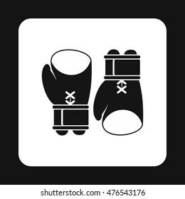 Boxing gloves icon in simple style on a white background