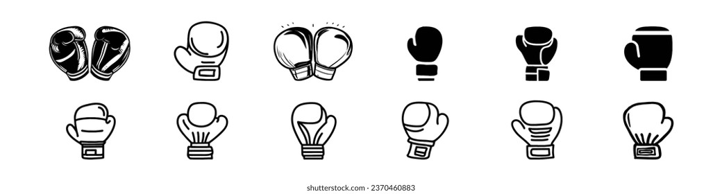 boxing gloves icon, Vector boxing gloves icon. black silhouette pair of boxing gloves punch to each other with three stars in each glove wrist, boxing gloves, Box glove icon