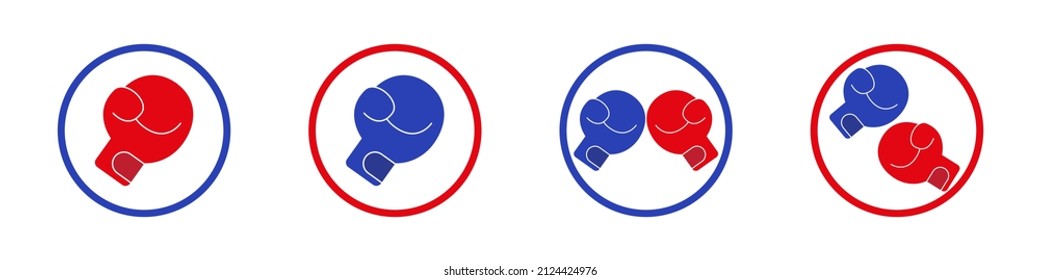 Boxing gloves icons set. Color vector illustration.