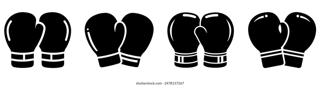 Boxing gloves icons set. Boxing logo design in flat design. Vector illustration.