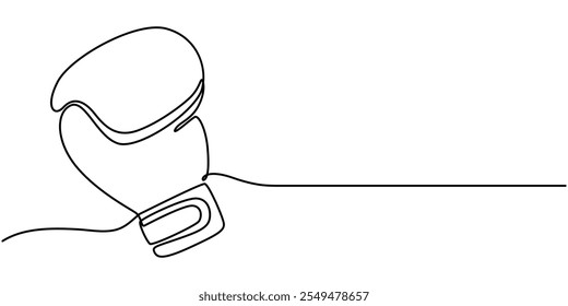 Boxing gloves illustration with line style design. Boxing glove in one continuous single line art drawing style isolated on white background, Boxing gloves line.one line continuous draw, Continuous
