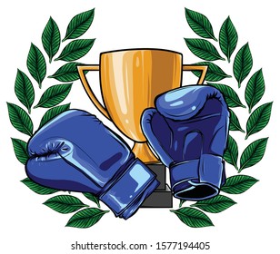 Boxing gloves isolated on white background. Design element for poster, emblem, label, badge.