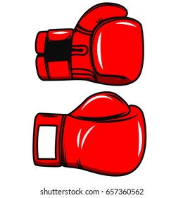 Boxing gloves isolated on white background. Design element for poster, emblem, label, badge. Vector illustration