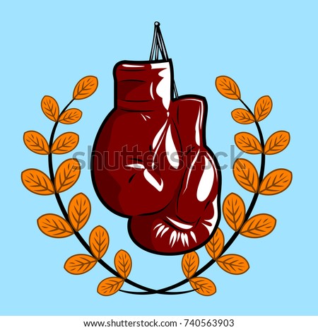 Boxing gloves with laurel branches - a symbol of victory
