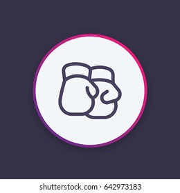 Boxing gloves line icon, vector pictogram