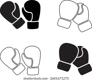 Boxing gloves line and solid icon vector Illustration black silhouette isolated on a white background
