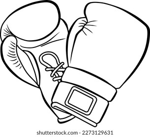 boxing gloves  line vector illustration isolated on white background