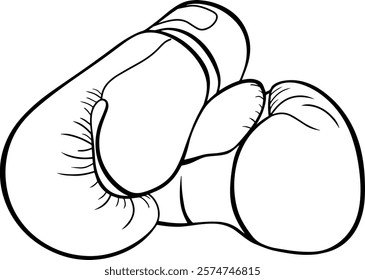 boxing gloves line vector illustration isolated on white background