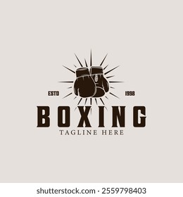 boxing gloves logo vector vintage illustration design, sign and symbol