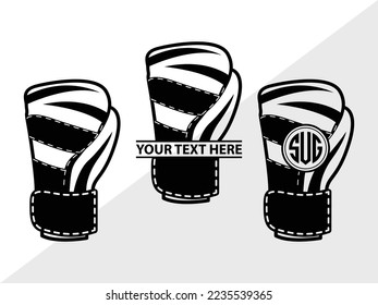 Guantes de boxeo monograma Vector Ilustración Silhouette