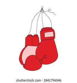 Guantes de boxeo - dibujo de una línea. Dibujo de línea continua de la ilustración del vector.