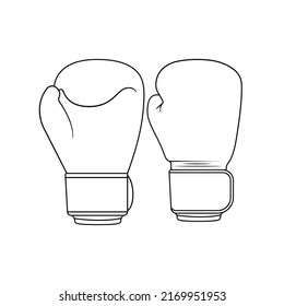 Boxing Gloves Outline Icon Illustration on Isolated White Background
