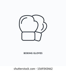 Boxing gloves outline icon. Simple linear element illustration. Isolated line Boxing gloves icon on white background. Thin stroke sign can be used for web, mobile and UI.