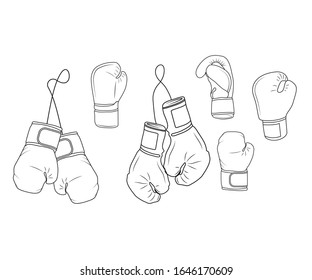 Boxing Gloves Outline symbol Icon vector illustration