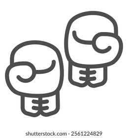 Boxing gloves pair line icon, sport workwear concept. Vector graphics. Hand gloves for kick boxing sign on white background, outline style icon for mobile or web design