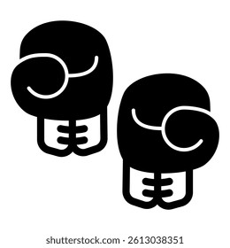 Boxing gloves pair solid icon, sport workwear concept. Vector graphics. Hand gloves for kick boxing sign on white background, glyph style mobile or design