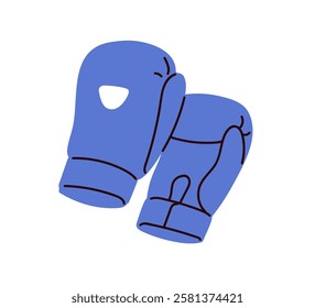 Boxing gloves pair. Sportswear for fighter, boxer. Hand protection gear. Box equipment, protective safety accessory for combat sports. Flat graphic vector illustration isolated on white background