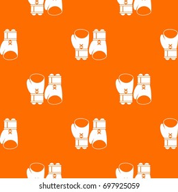 Boxing gloves pattern repeat seamless in orange color for any design. Vector geometric illustration