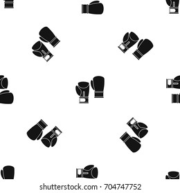 Boxing gloves pattern repeat seamless in black color for any design. Vector geometric illustration