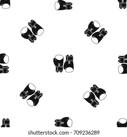 Boxing gloves pattern repeat seamless in black color for any design. Vector geometric illustration
