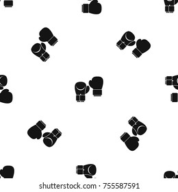 Boxing gloves pattern repeat seamless in black color for any design. Vector geometric illustration