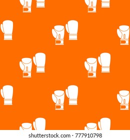 Boxing gloves pattern repeat seamless in orange color for any design. Vector geometric illustration