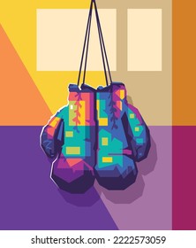 Boxing gloves Popart, Design in WPAP Pop art Illustration High Quality Posters.