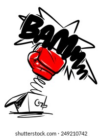 Boxing Gloves Punch. Cartoon Illustration