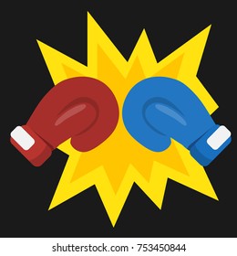 boxing gloves punch fight vs vector on black background