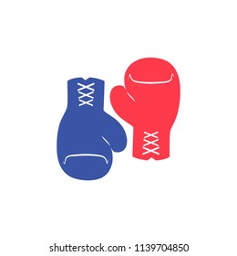 Boxing gloves red and blue icon. Vector illustration.