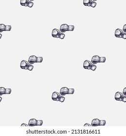 Boxing gloves seamless pattern. Vintage sport inventory background. Repeated texture in hand drawn style for fabric, wrapping paper, wallpaper, tissue. Vector illustration.