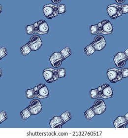 Boxhandschuhe nahtloses Muster. Vintage Sport Inventar Hintergrund. Wiederholte Textur in handgezeichnet Stil für Stoff, Wickelpapier, Tapete, Gewebe. Vektorgrafik.
