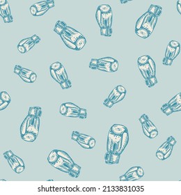 Boxing gloves seamless pattern. Vintage sport inventory background. Repeated texture in hand drawn style for fabric, wrapping paper, wallpaper, tissue. Vector illustration.