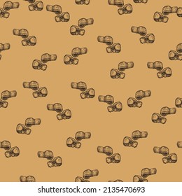 Boxing gloves seamless pattern. Vintage sport inventory background. Repeated texture in hand drawn style for fabric, wrapping paper, wallpaper, tissue. Vector illustration.