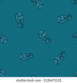 Patrón de guantes de boxeo sin fisuras. Antecedentes de inventario deportivo de época. Textura repetida en forma de tejido dibujado a mano, papel envolvente, papel pintado, tejido. Ilustración vectorial.