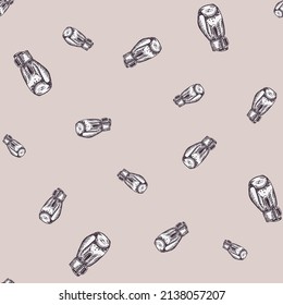 Boxing gloves seamless pattern. Vintage sport inventory background. Repeated texture in hand drawn style for fabric, wrapping paper, wallpaper, tissue. Vector illustration.