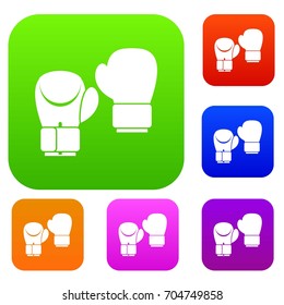 Boxing gloves set icon in different colors isolated vector illustration. Premium collection