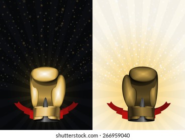 boxing gloves. Set template for Championship Awards. sport gold cup