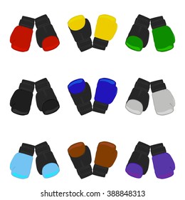 boxing gloves. A set of boxing gloves. Boxing gloves in various colors. Boxing seals vector . Sports invertor for boxing. Boxing seals for Professional sports. Gloves isolated on white background.
