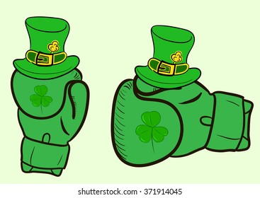 Boxing gloves with a shamrock