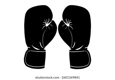 Boxing Gloves Silhouette Vector, Boxing Glove Black Clipart isolated on a white background
