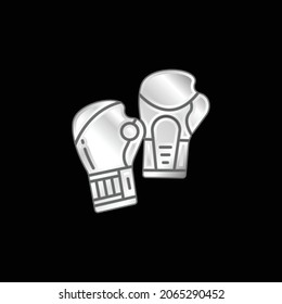 Boxing Gloves silver plated metallic icon