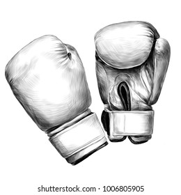 Boxing gloves sketch vector graphics monochrome black-and-white drawing