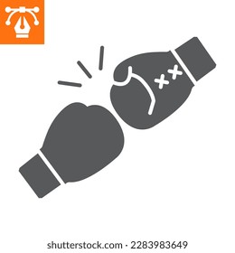 Boxing gloves solid icon, glyph style icon for web site or mobile app, fitness and gym, protection equipment vector illustration, vector graphics with editable strokes.