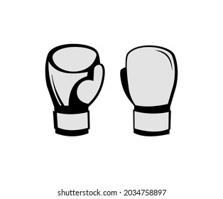 Boxing gloves. Sports equipment for athletes. Symbol, icon. Isolated on white background. Monochrome Illustration Vector