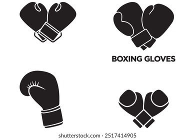 Boxing gloves vector black silhouette icon on a white background.