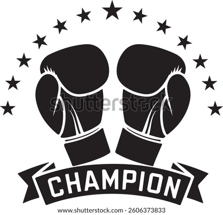 Boxing Gloves Vector black Silhouette, Sports Equipment and Fitness Logo and Champion Boxing Gloves Silhouette