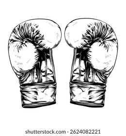 boxing gloves vector with hand drawn illustration line art